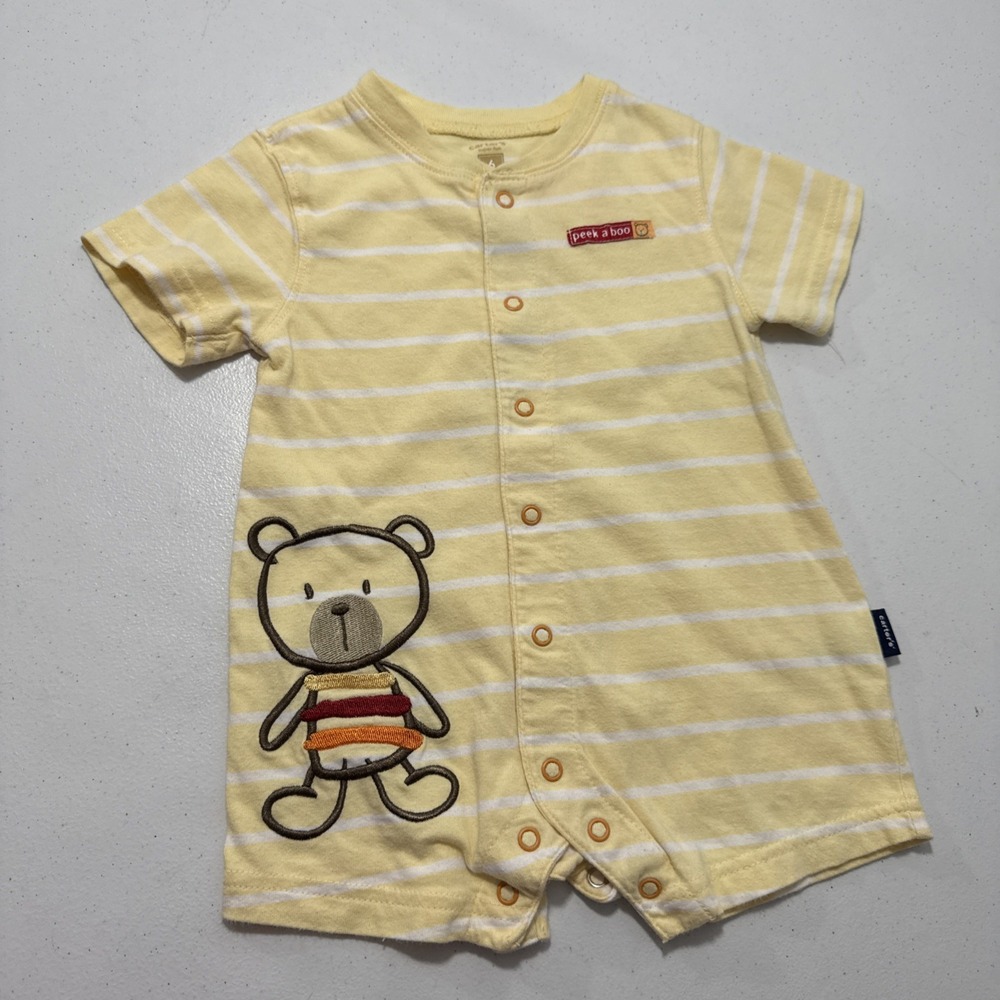 Carters Baby Romper 6M Yellow Strip Peek a Boo‎ Jumpsuit